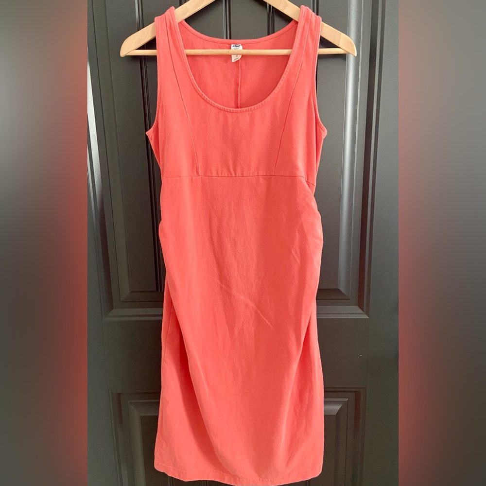 Maternity - Fitted Coral Midi Dress